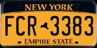 NY license plate FCR3383