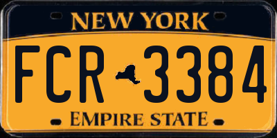 NY license plate FCR3384