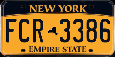NY license plate FCR3386