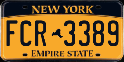 NY license plate FCR3389
