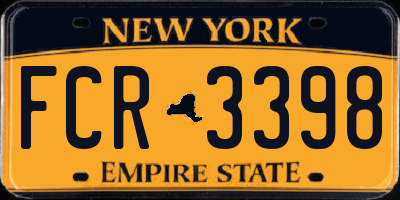 NY license plate FCR3398
