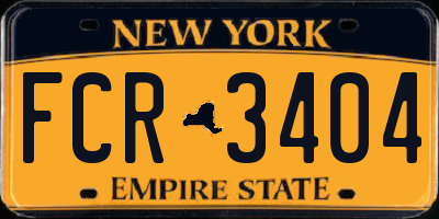 NY license plate FCR3404