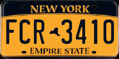 NY license plate FCR3410