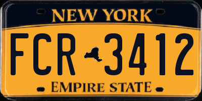 NY license plate FCR3412