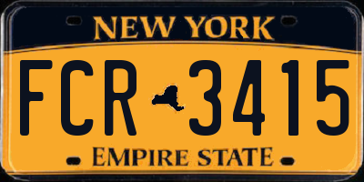 NY license plate FCR3415