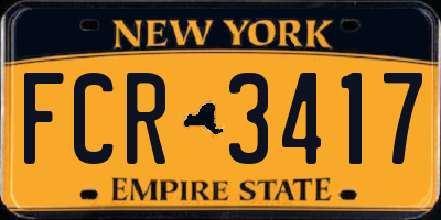 NY license plate FCR3417
