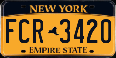 NY license plate FCR3420