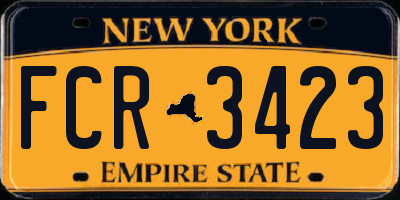 NY license plate FCR3423
