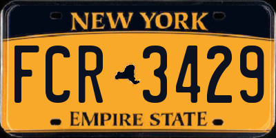 NY license plate FCR3429