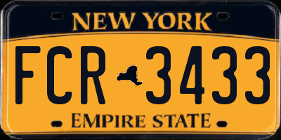 NY license plate FCR3433