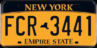 NY license plate FCR3441