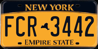 NY license plate FCR3442