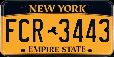NY license plate FCR3443