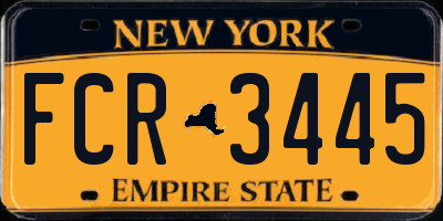 NY license plate FCR3445