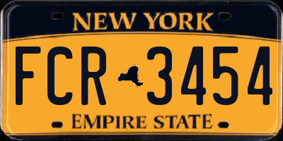 NY license plate FCR3454