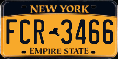 NY license plate FCR3466