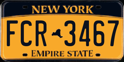 NY license plate FCR3467