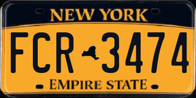 NY license plate FCR3474
