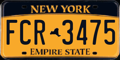NY license plate FCR3475