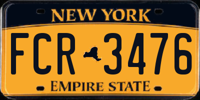 NY license plate FCR3476