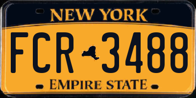 NY license plate FCR3488