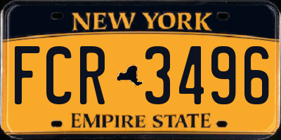 NY license plate FCR3496