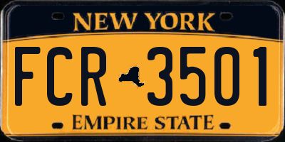 NY license plate FCR3501
