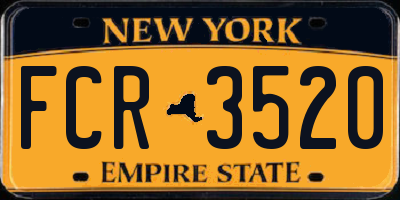 NY license plate FCR3520
