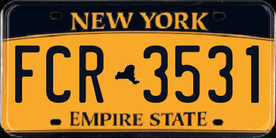 NY license plate FCR3531
