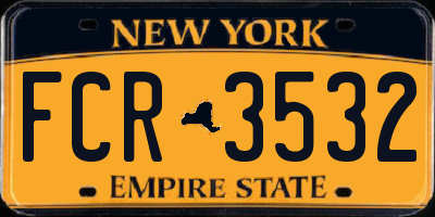 NY license plate FCR3532