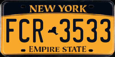 NY license plate FCR3533