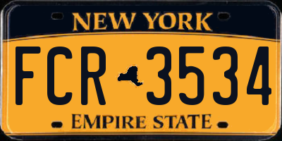 NY license plate FCR3534