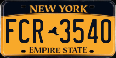 NY license plate FCR3540