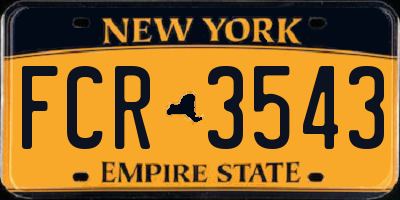 NY license plate FCR3543