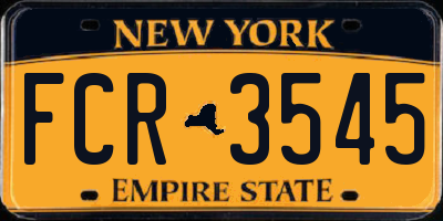NY license plate FCR3545