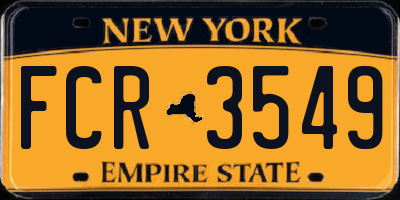 NY license plate FCR3549