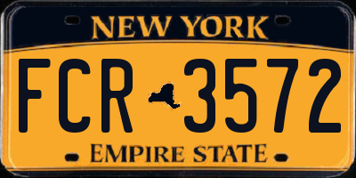NY license plate FCR3572