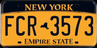 NY license plate FCR3573