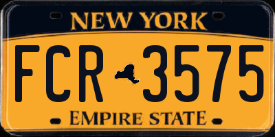 NY license plate FCR3575
