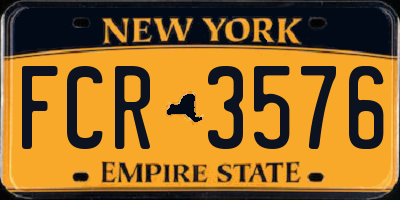 NY license plate FCR3576