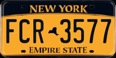 NY license plate FCR3577
