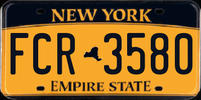 NY license plate FCR3580