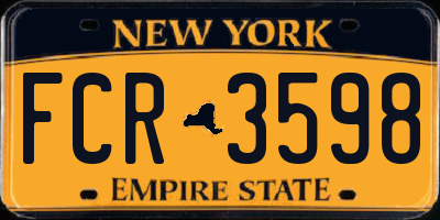 NY license plate FCR3598