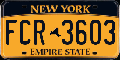 NY license plate FCR3603
