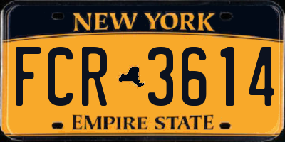 NY license plate FCR3614