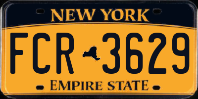 NY license plate FCR3629