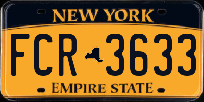NY license plate FCR3633