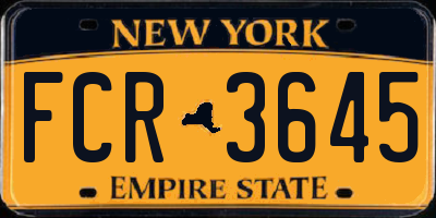 NY license plate FCR3645
