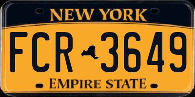 NY license plate FCR3649