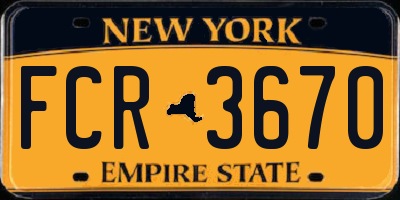 NY license plate FCR3670